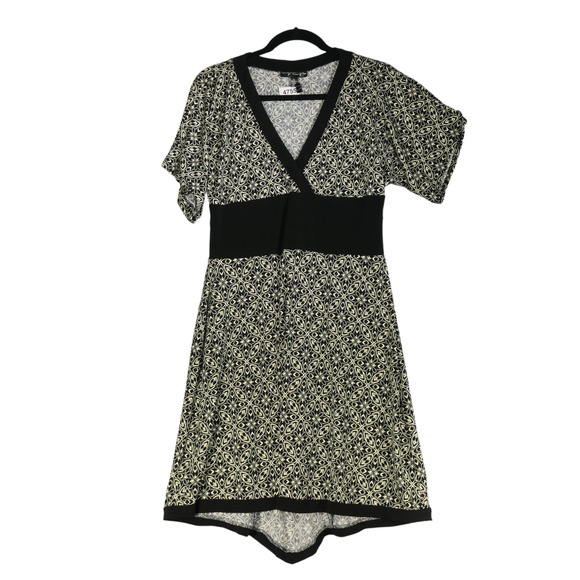 City Triangles Dress Womens Large Black Brown Contrast Sheath Shift Slinky - Picture 1 of 8